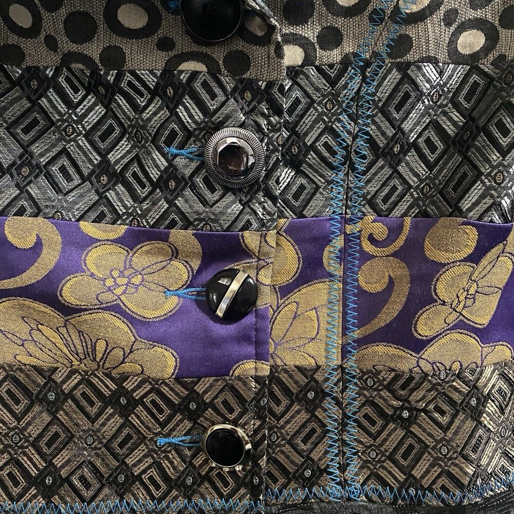 Tapestry Jacquard Patchwork Jacket Coat Boho Fren… - image 4